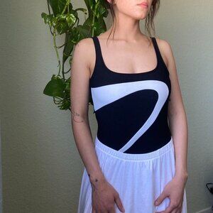 American Vintage Women's White and Black Bodysuit